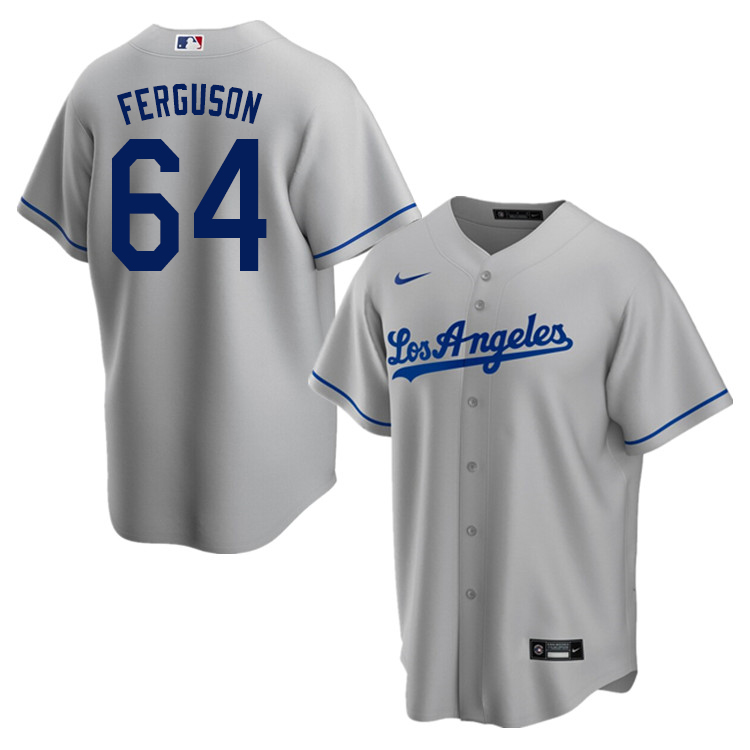 Nike Men #64 Caleb Ferguson Los Angeles Dodgers Baseball Jerseys Sale-Gray - Click Image to Close